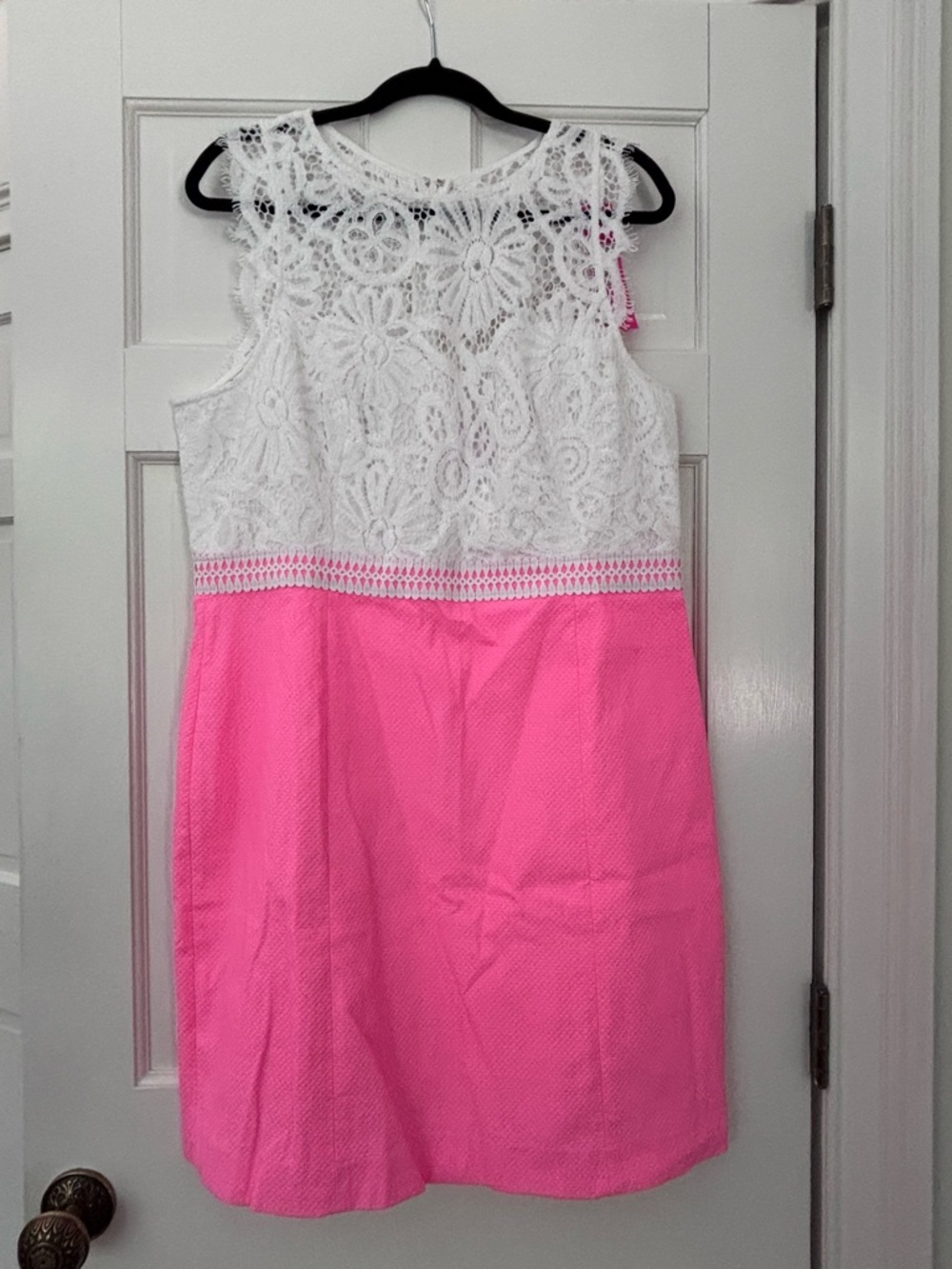 Lilly Pulitzer White Lace Top Hot Pink Skirt Dress
